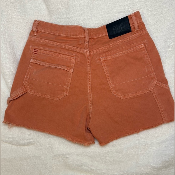 Urban Outfitters BDG Cut Off Carpenter Shorts Orange Rust Size 30 - Picture 3 of 9